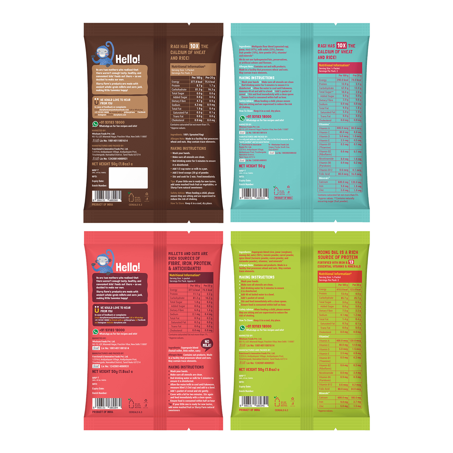 Slurrp Farm Cereal Cereal Trial Packs Combo (Pack of 4)
