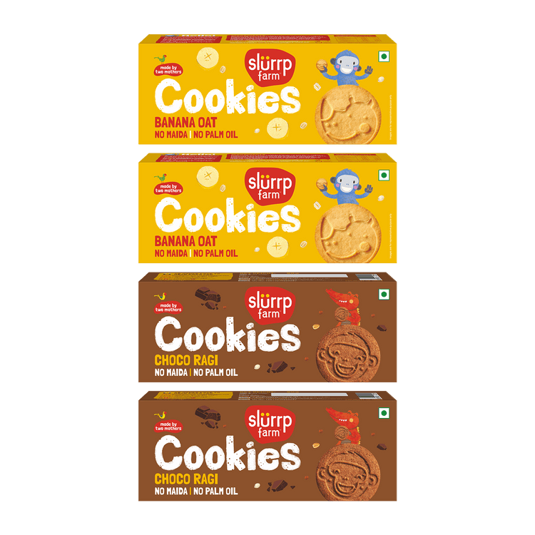 Slurrp Farm Cookies Choco Ragi and Banana Oat Cookies Combo Pack of 4