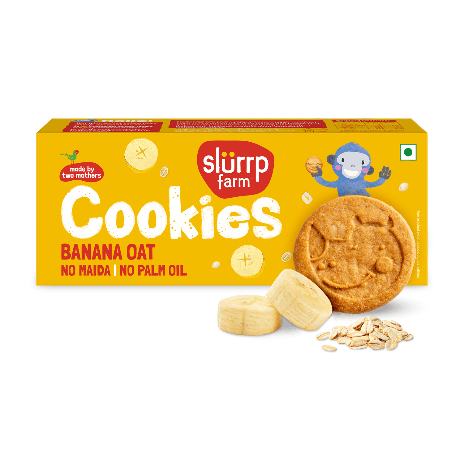 Slurrp Farm Cookies Banana Oat Cookies Combo Pack of 4