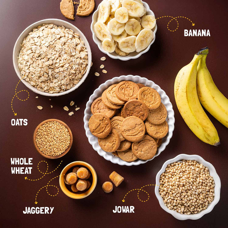 Slurrp Farm Cookies Banana Oat Cookies Combo Pack of 4