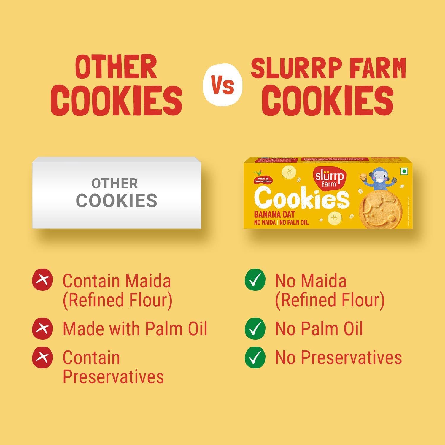 Slurrp Farm Cookies Banana Oat Cookies Combo Pack of 4