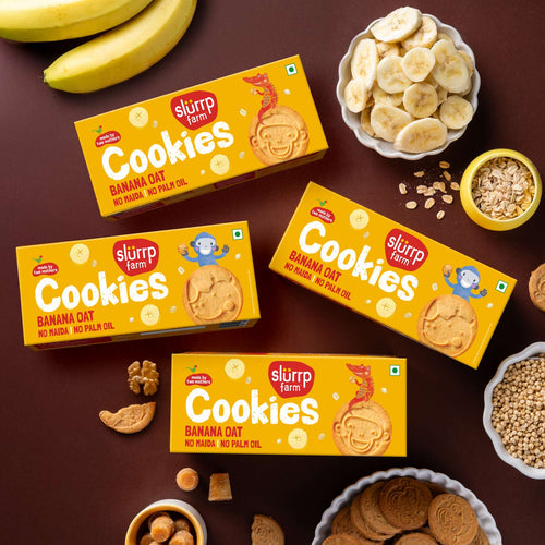 Slurrp Farm Cookies Banana Oat Cookies Combo Pack of 4