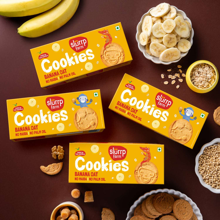Slurrp Farm Cookies Banana Oat Cookies Combo Pack of 4