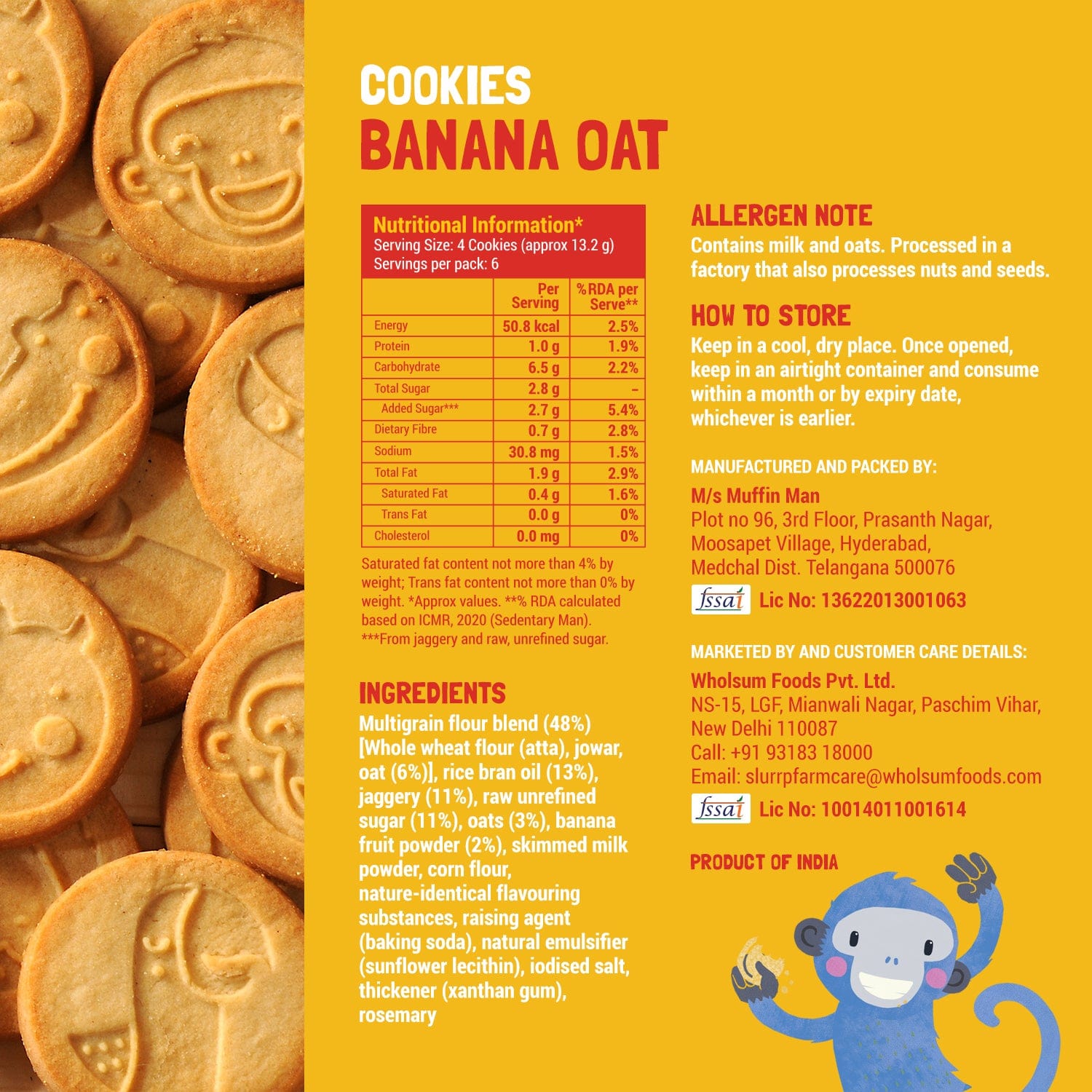 Slurrp Farm No Maida No Refined Sugar Banana Oat Cookies | Healthy Multigrain Cookies