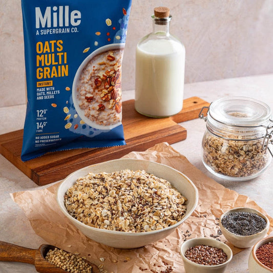 Mille Supergrain Multigrain Oats - Zero Sugar | Ragi, Jowar, Chia & Flax Seeds