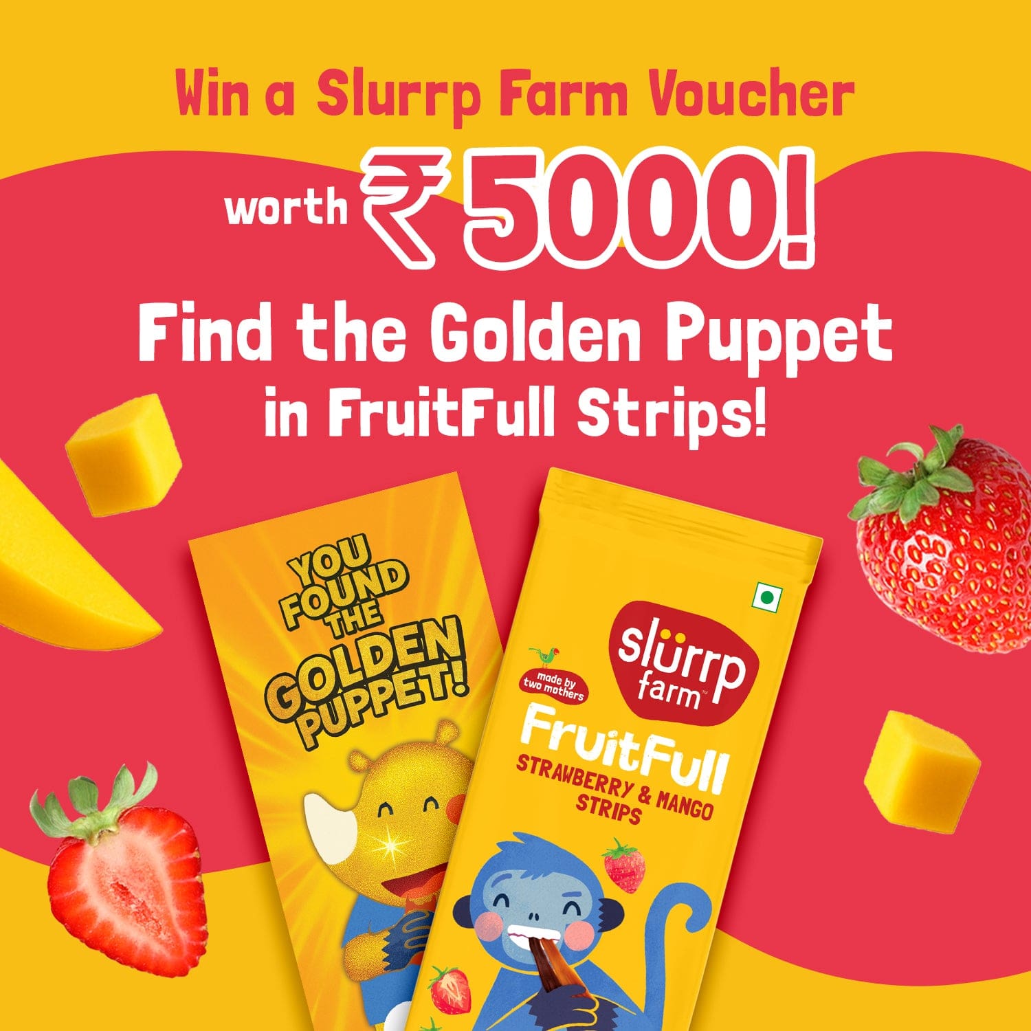 Slurrp Farm Made with 99% Fruit | FruitFull Strawberry and Mango Strips