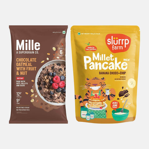 Mille Chocolate Oatmeal & Slurrp Farm Banana Choco Chip Pancake Combo