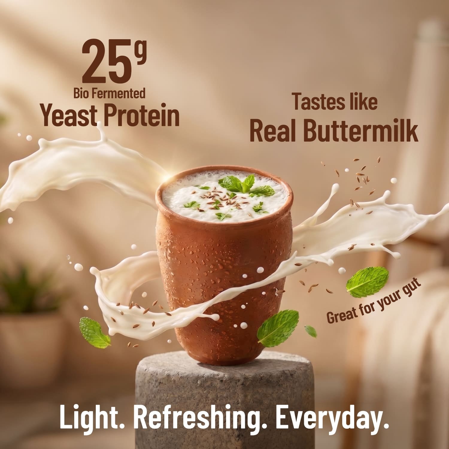 Slurrp Farm MSD Protein Mille Buttermilk Yeast Protein | 25g/Scoop | Savoury, No Added Sugar | Bio-Fermented Yeast Protein | Gut Friendly | PDCAAS 1.0