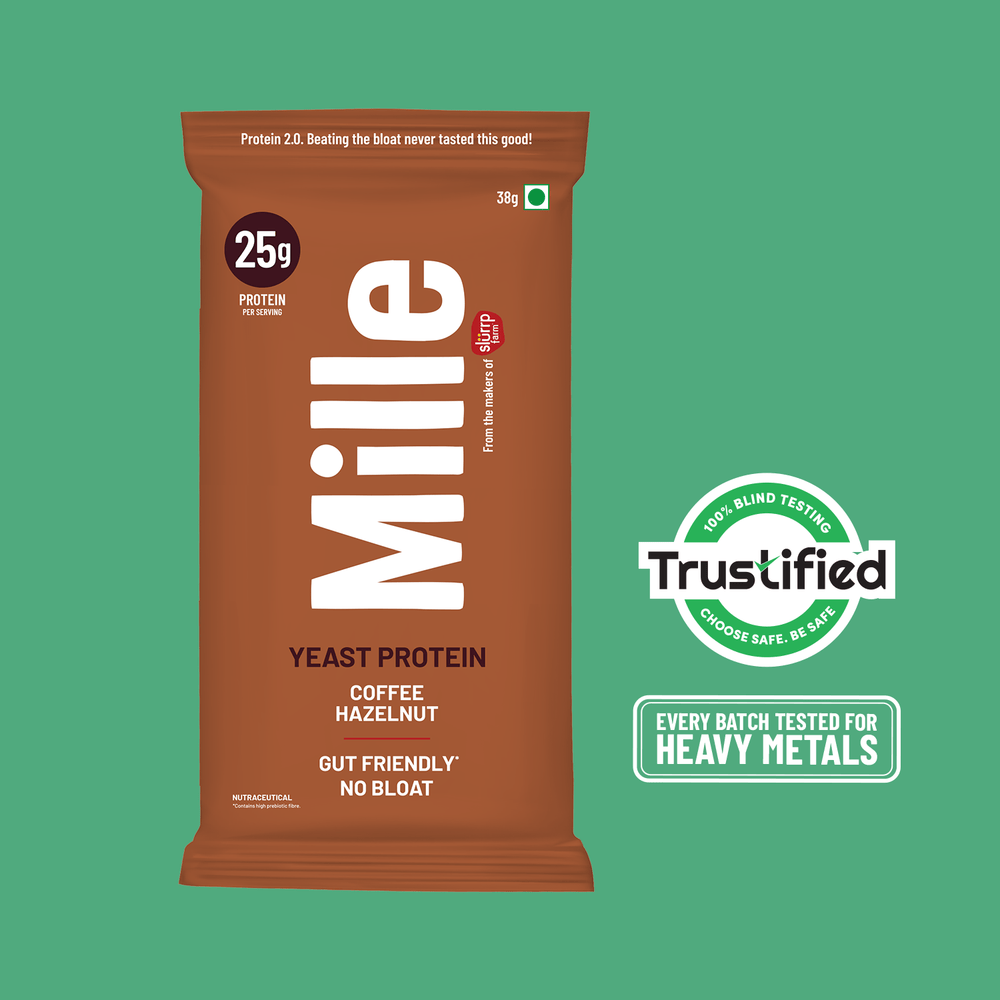 Mille Plant Protein | 25g/Scoop | Coffee-hazelnut | Fermented Yeast Protein | No Bloat I Vegan  | 38g Trial Pack