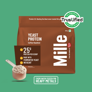 Slurrp Farm MSD Protein Mille Plant Protein | 25g/Scoop | Coffee Hazelnut | Fermented Yeast Protein | No Bloat I Vegan  | 500g