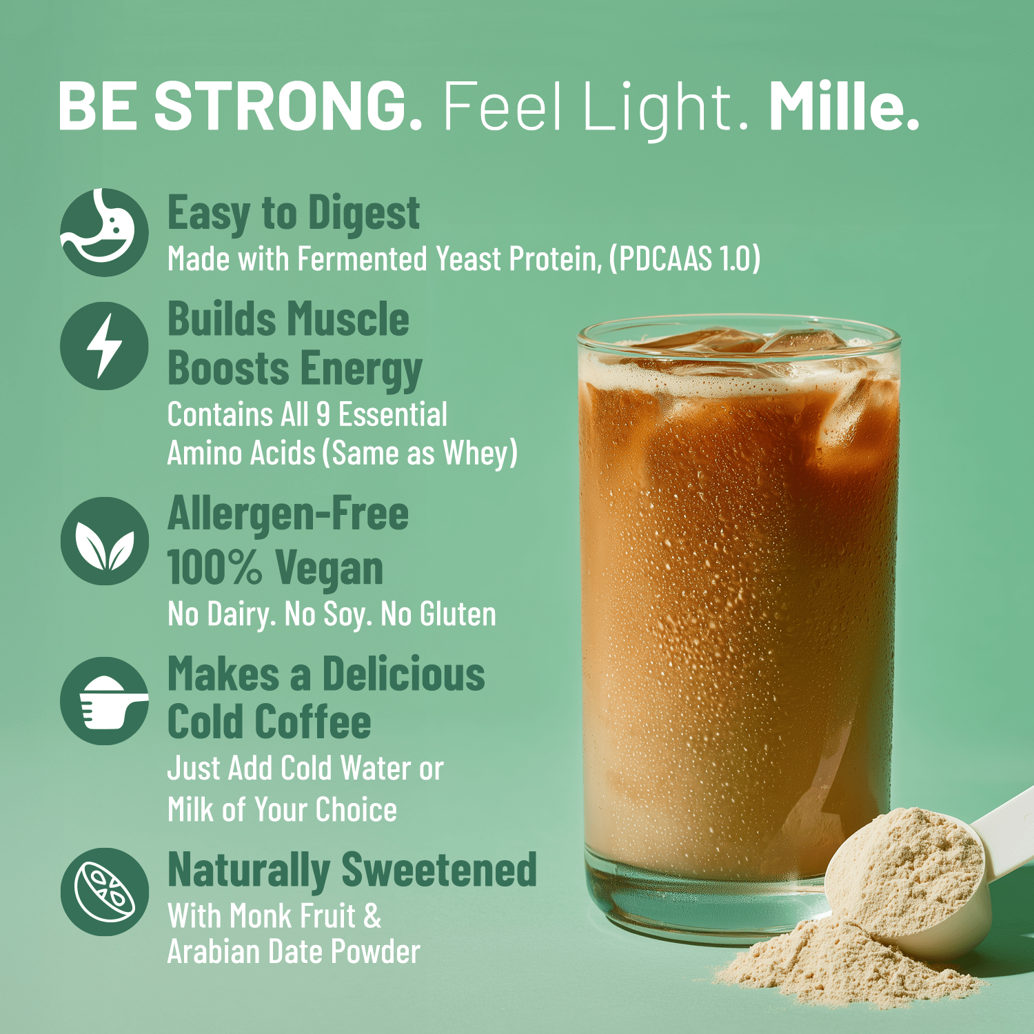 Mille Plant Protein | 25g/Scoop | Coffee-hazelnut | Fermented Yeast Pr Mille Plant Protein | 25g/Scoop | Coffee-hazelnut | Fermented Yeast Pr