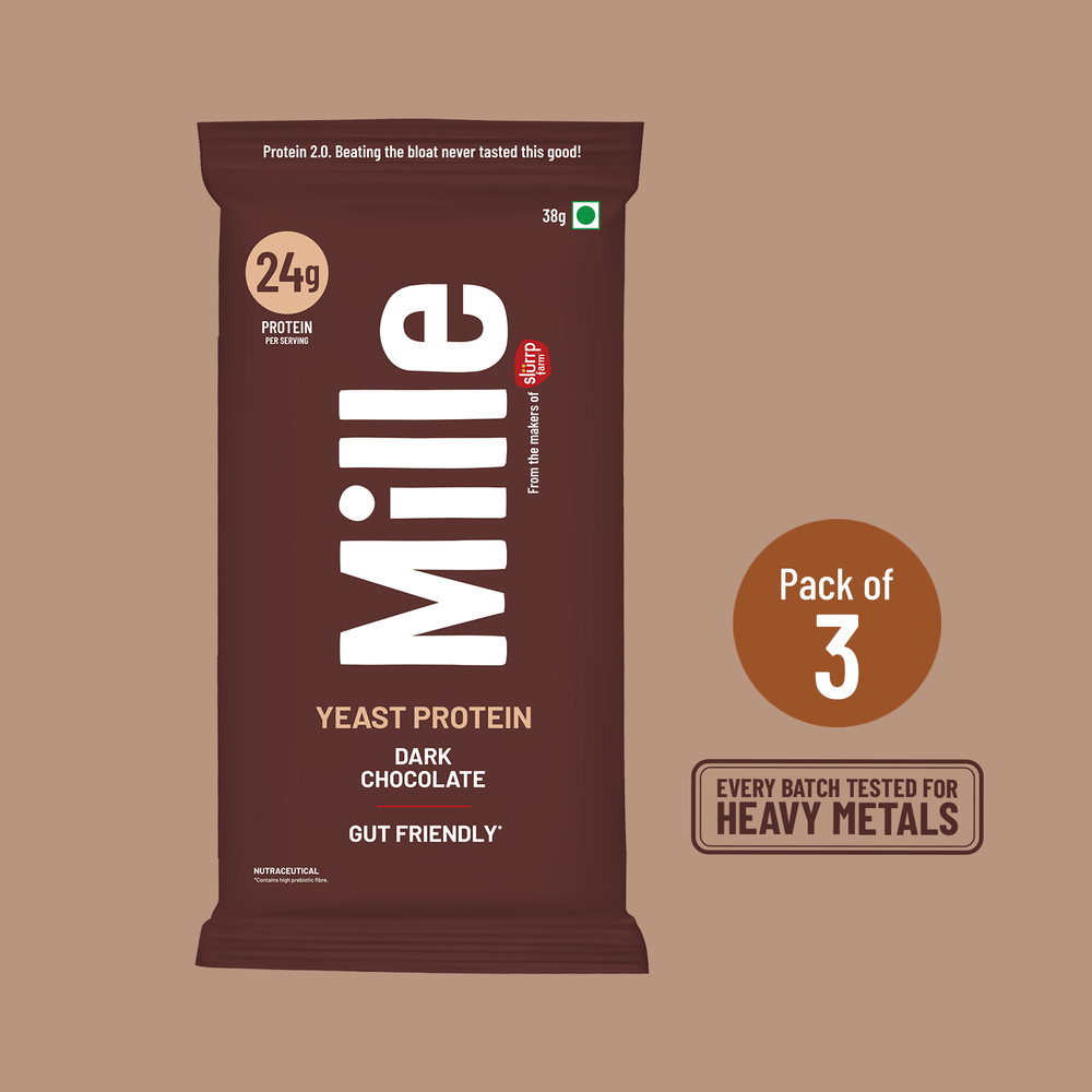 Mille Plant Protein | 24g/Scoop | Chocolate  | Fermented Yeast Protein | No Bloat | Trial Pack (Pack of 3)