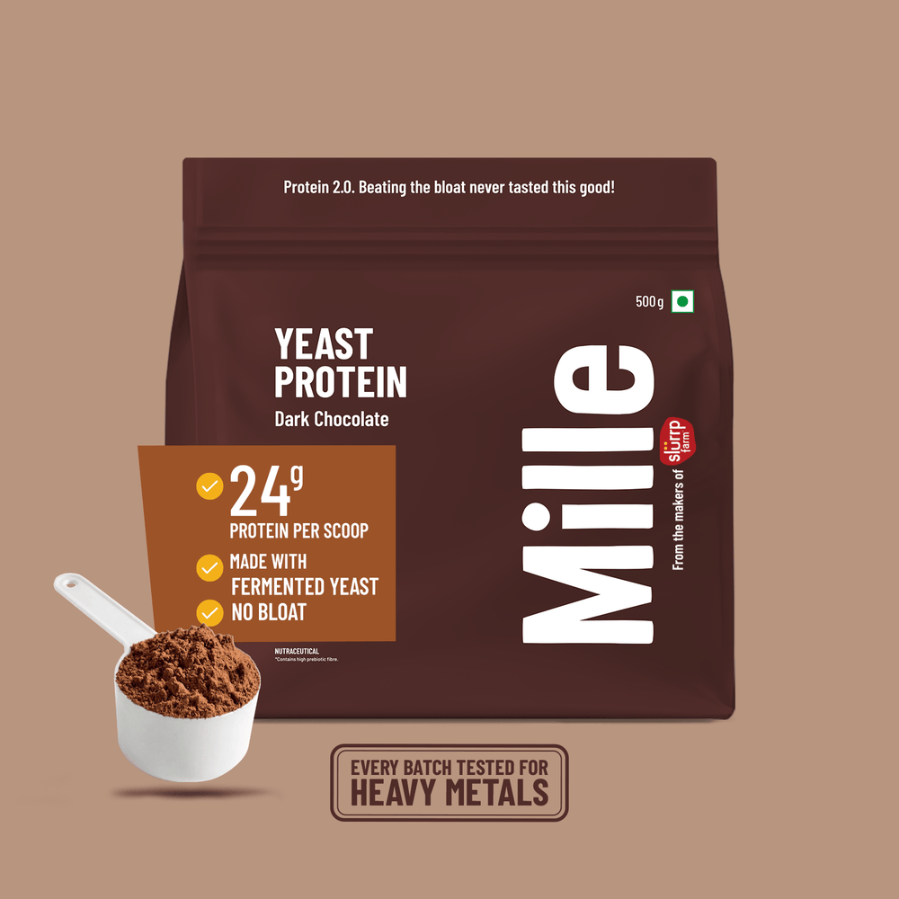 Mille Plant Protein | 24g/Scoop | Chocolate | Fermented Yeast Protein | No Bloat I Vegan |  500gm