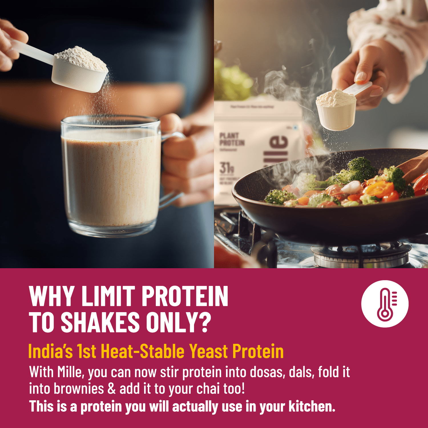 Slurrp Farm Mille Plant Protein | 31g/Scoop | Unflavoured | Fermented Yeast Protein | No Bloat I Vegan  | 500g