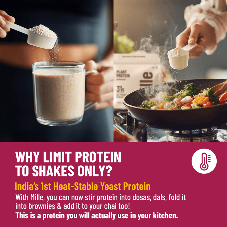 Slurrp Farm Mille Plant Protein | 31g/Scoop | Unflavoured | Fermented Yeast Protein | No Bloat I Vegan  | 500g