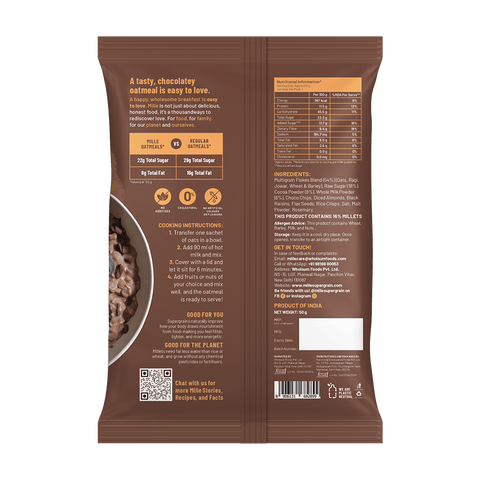 Chocolate Oats with Millets, Flax seeds, Almonds | 100% real cocoa | 50g