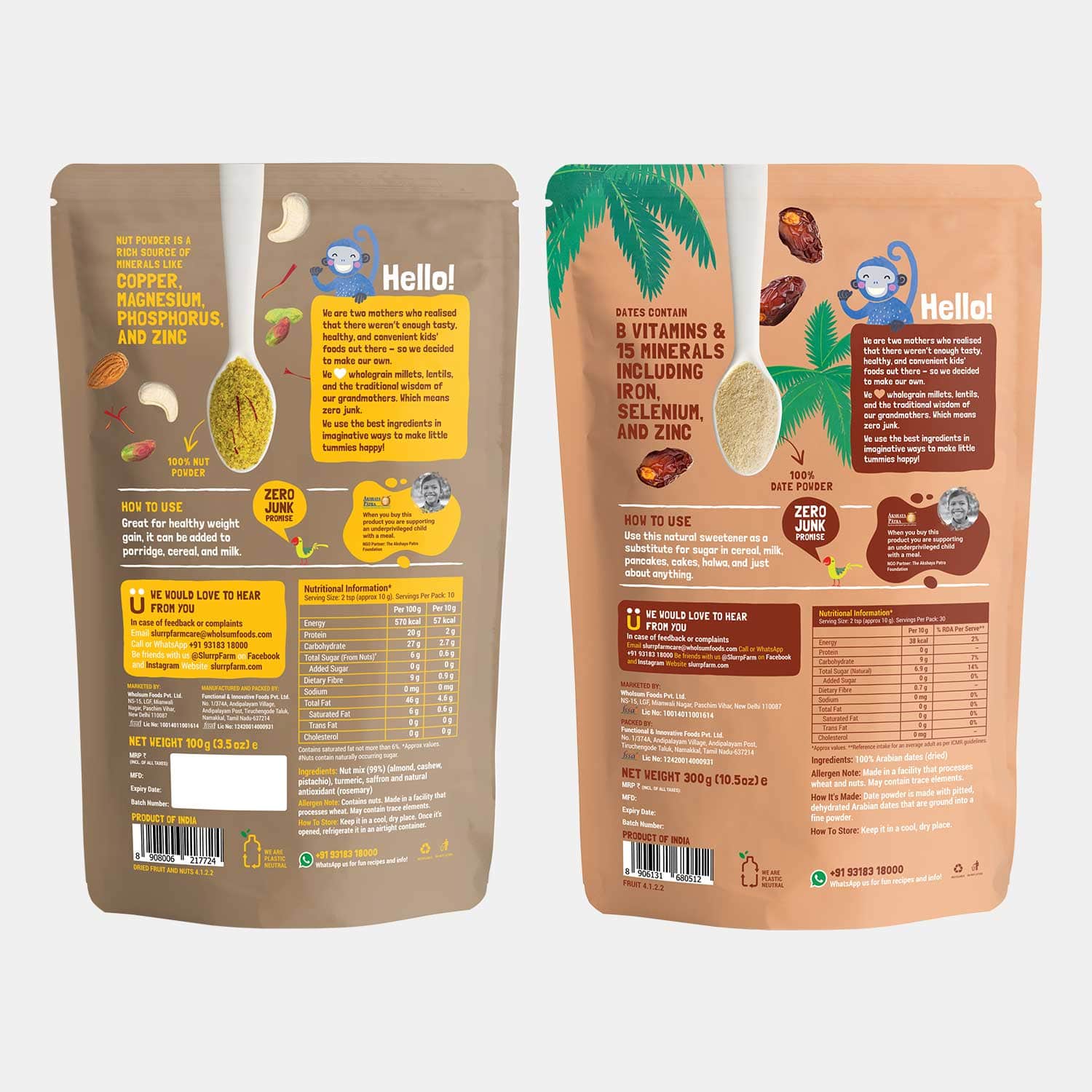 Slurrp Farm wk_wallet pack of 1 Immunity Booster Combo: Nut Powder & Date Powder Made with real nuts & Arabian dates | Healthy superfood for kids