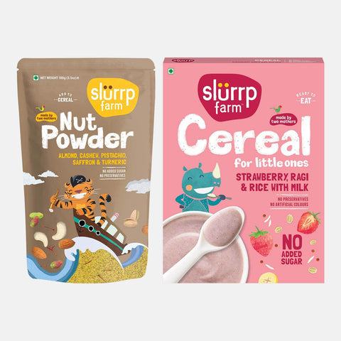 Strawberry, Ragi & Rice Cereal + Nut Powder Combo | Immunity booster | 100% Ragi | Made with real Nuts | Perfect for winter