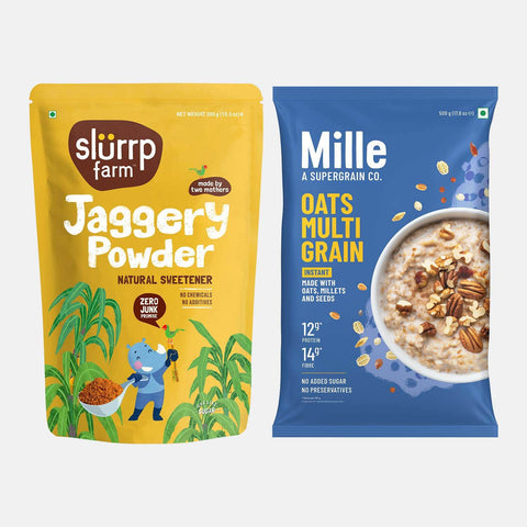 Mille Multigrain Oats & Slurrp Farm Jaggery Powder Combo