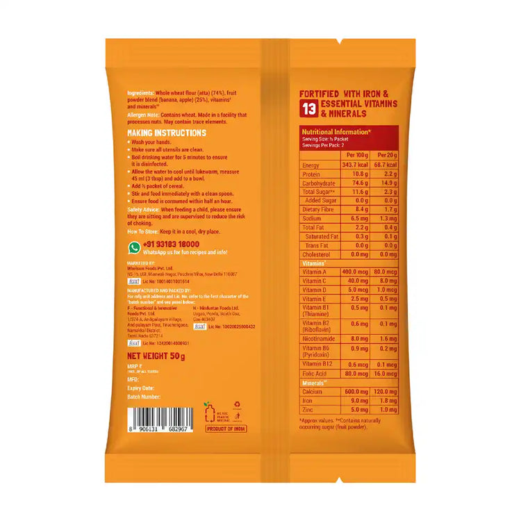 Slurrp Farm Cereal Slurrp Farm Wheat, Apple & Banana Cereal For Little Ones, 50 g