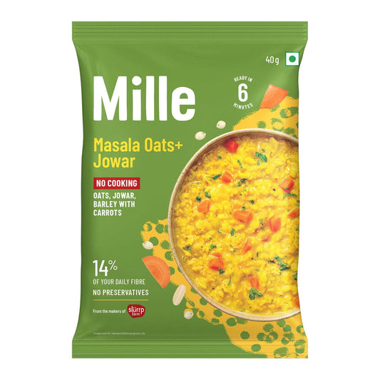 Mille Supergrain Mille Masala Oats+ Jowar with veggies | Instant, No MSG | 14% of your daily Fibre | Healthy evening snack or light meal