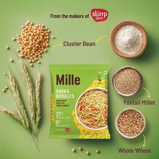 Mille Website Zero Maida Hakka Noodles | Whole wheat + Foxtail Millet | Non-sticky | No Palm Oil