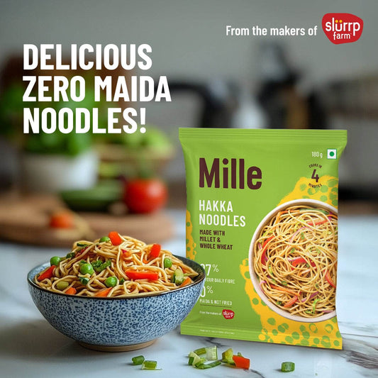 Mille Website Zero Maida Hakka Noodles | Whole wheat + Foxtail Millet | Non-sticky | No Palm Oil