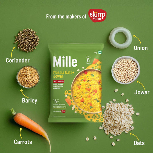 Mille Supergrain Mille Masala Oats+ Jowar with veggies | Instant, No MSG | 14% of your daily Fibre | Healthy evening snack or light meal