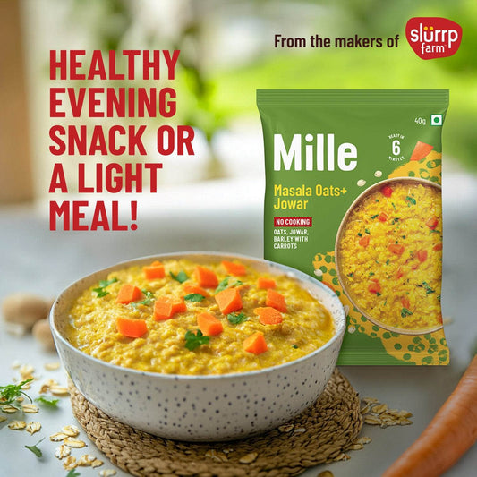 Mille Supergrain Mille Masala Oats+ Jowar with veggies | Instant, No MSG | 14% of your daily Fibre | Healthy evening snack or light meal