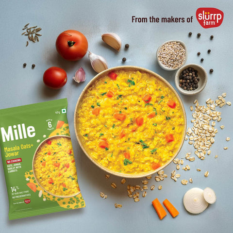 Mille Masala Oats+ Jowar with veggies | Instant, No MSG | 14% of your daily Fibre | Healthy evening snack or light meal