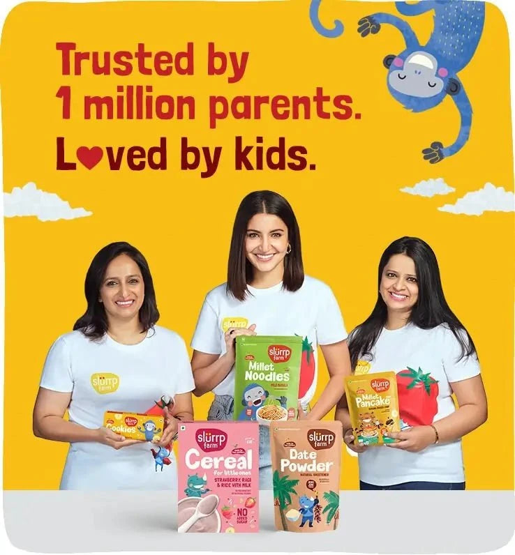 Trusted by parents – Slurrp Farm healthy kids’ food banner