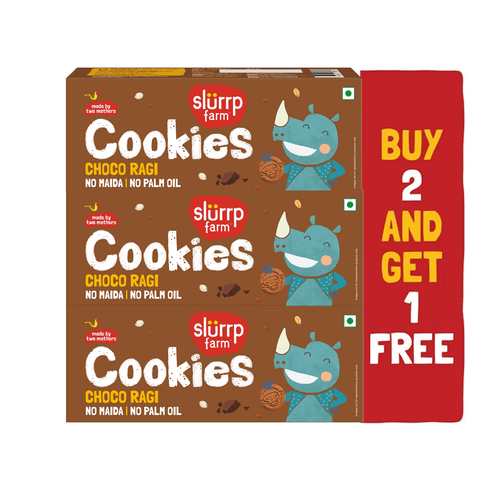 Slurrp Farm Cookies Choco Ragi Cookies | Buy 2 Get 1 Free | Super Value Pack