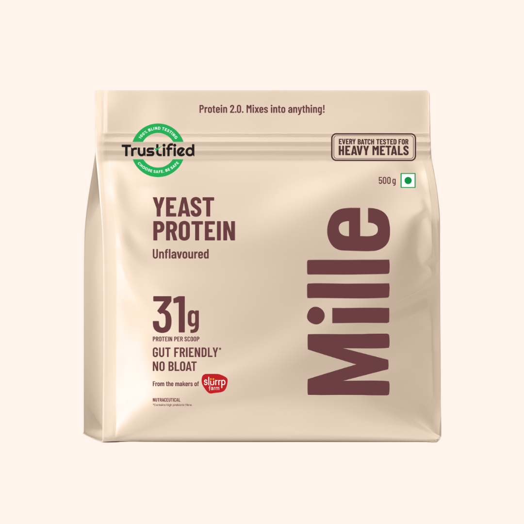 Slurrp Farm MSD Protein Pack of 1 Mille Protein | 31g/Scoop | Unflavoured | Fermented Yeast Protein | No Bloat I Vegan  | 500g