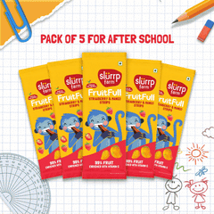 Made with 99% Fruit | FruitFull Strips - Pack of 5 for School | Strawberry and Mango