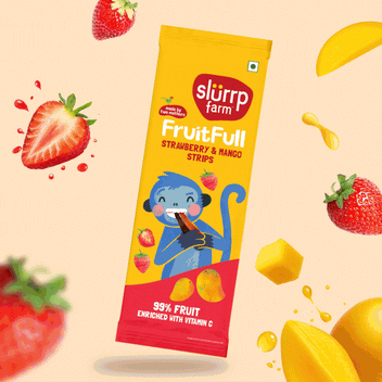 Slurrp Farm Made with 99% Fruit | FruitFull Strawberry and Mango Strips
