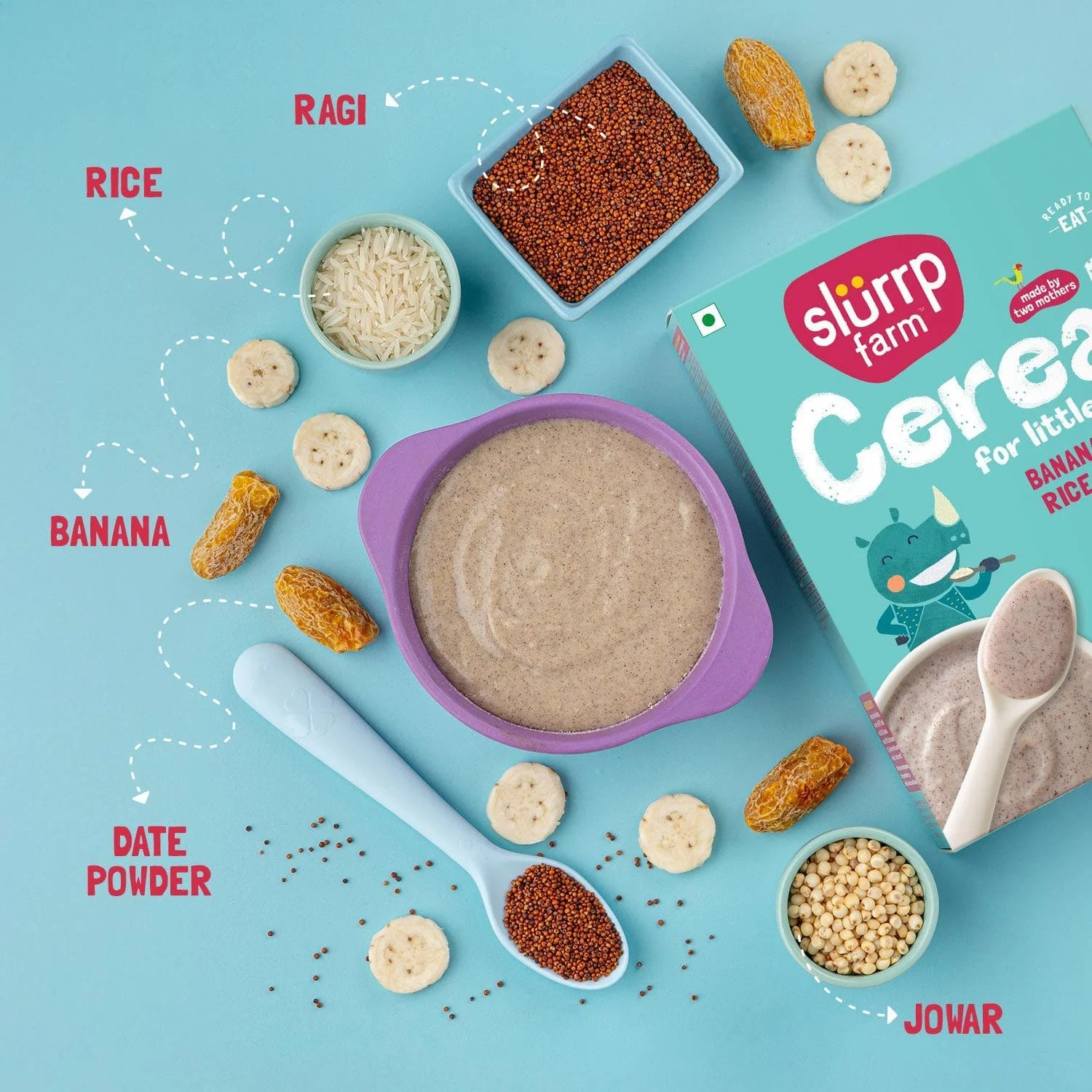 Slurrp Farm Cereal pack of 1 Banana, Ragi and Rice Cereal with Milk