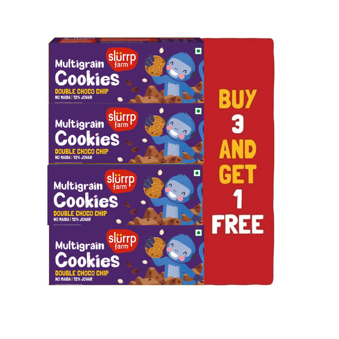 Slurrp Farm Cookies Double Choco Multigrain Cookies  | Buy 3 Get 1 Free | Super Saver Pack