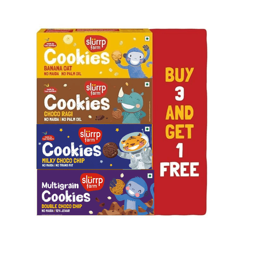 Slurrp Farm Cookies Cookies Mega Variety Pack | Buy 3 Get 1 Free | Super Saver Pack