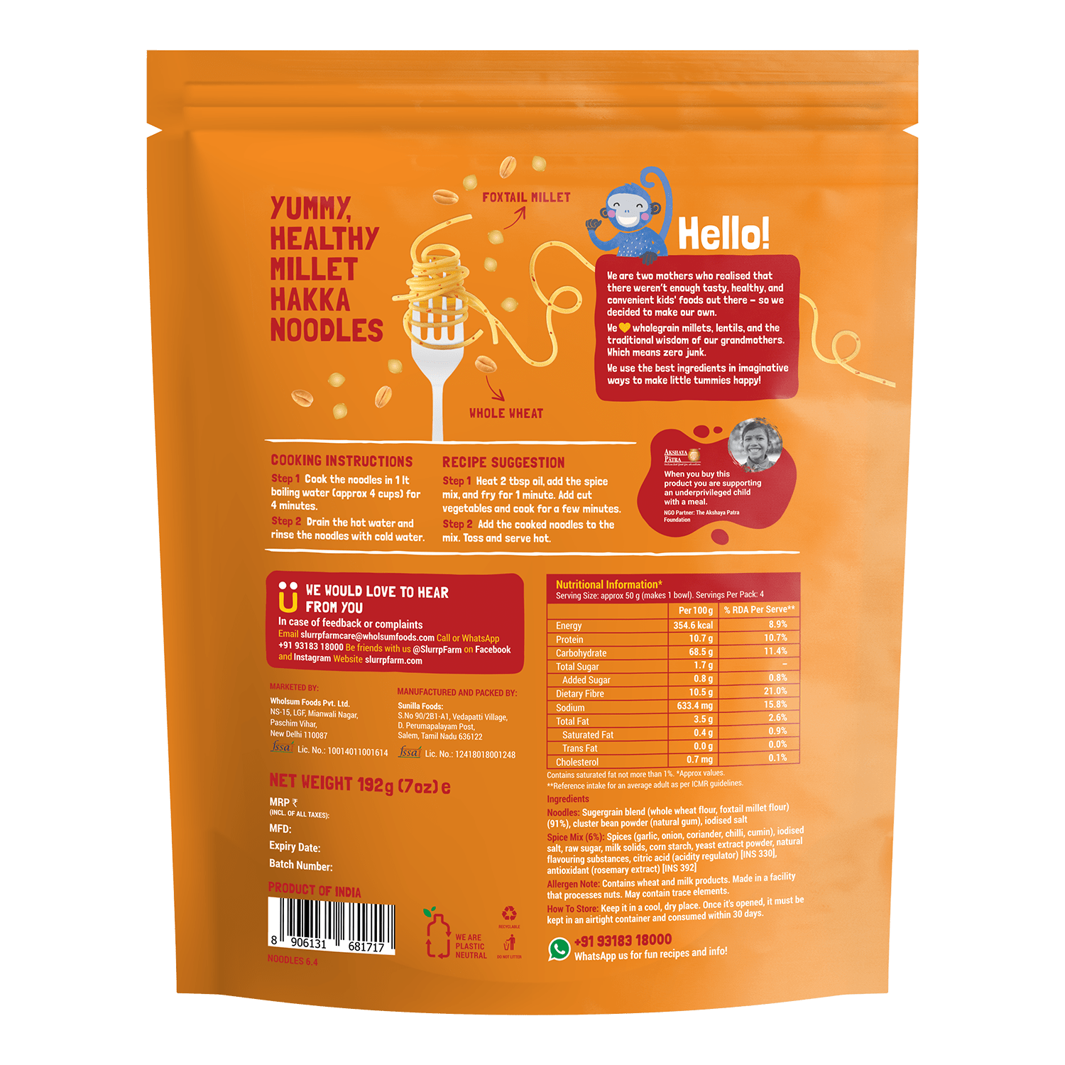 Slurrp Farm Millet Noodles - Curry Masala