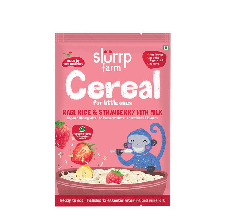 Slurrp Farm Baby Cereal TRIAL PACK - Organic Ragi & Rice Cereal: Strawberry | 50g